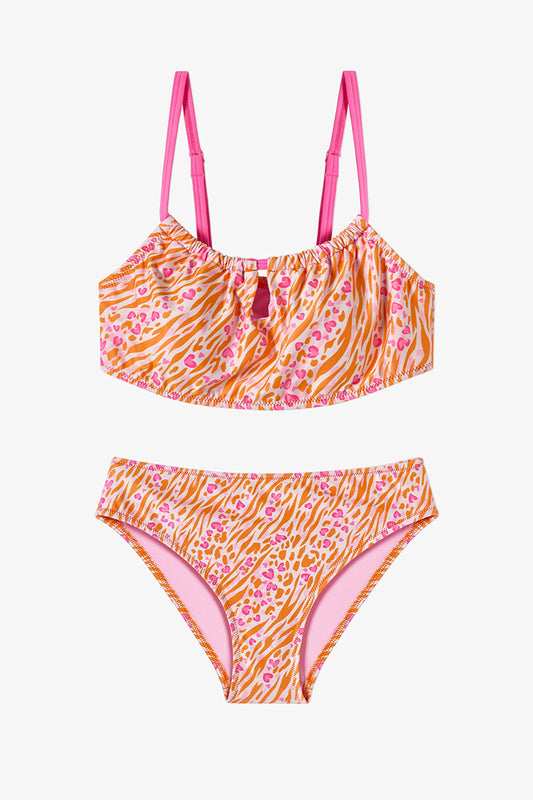 Pembe Genç Kız Safari Halter Bikini Takımı