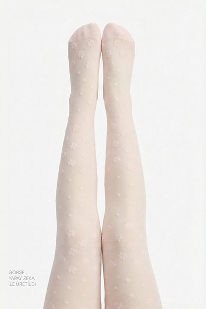 Kız Çocuk Sıcak Pembe Pretty Dotted Daisy Külotlu Çorap