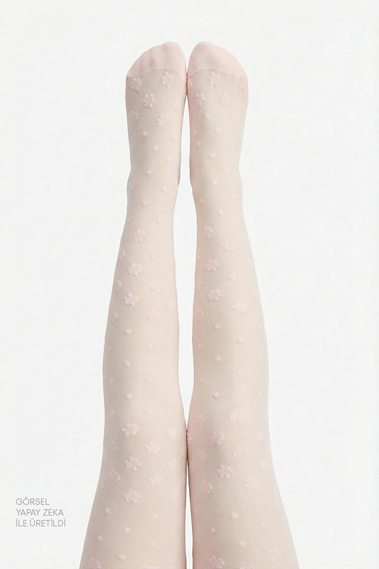 Kız Çocuk Sıcak Pembe Pretty Dotted Daisy Külotlu Çorap