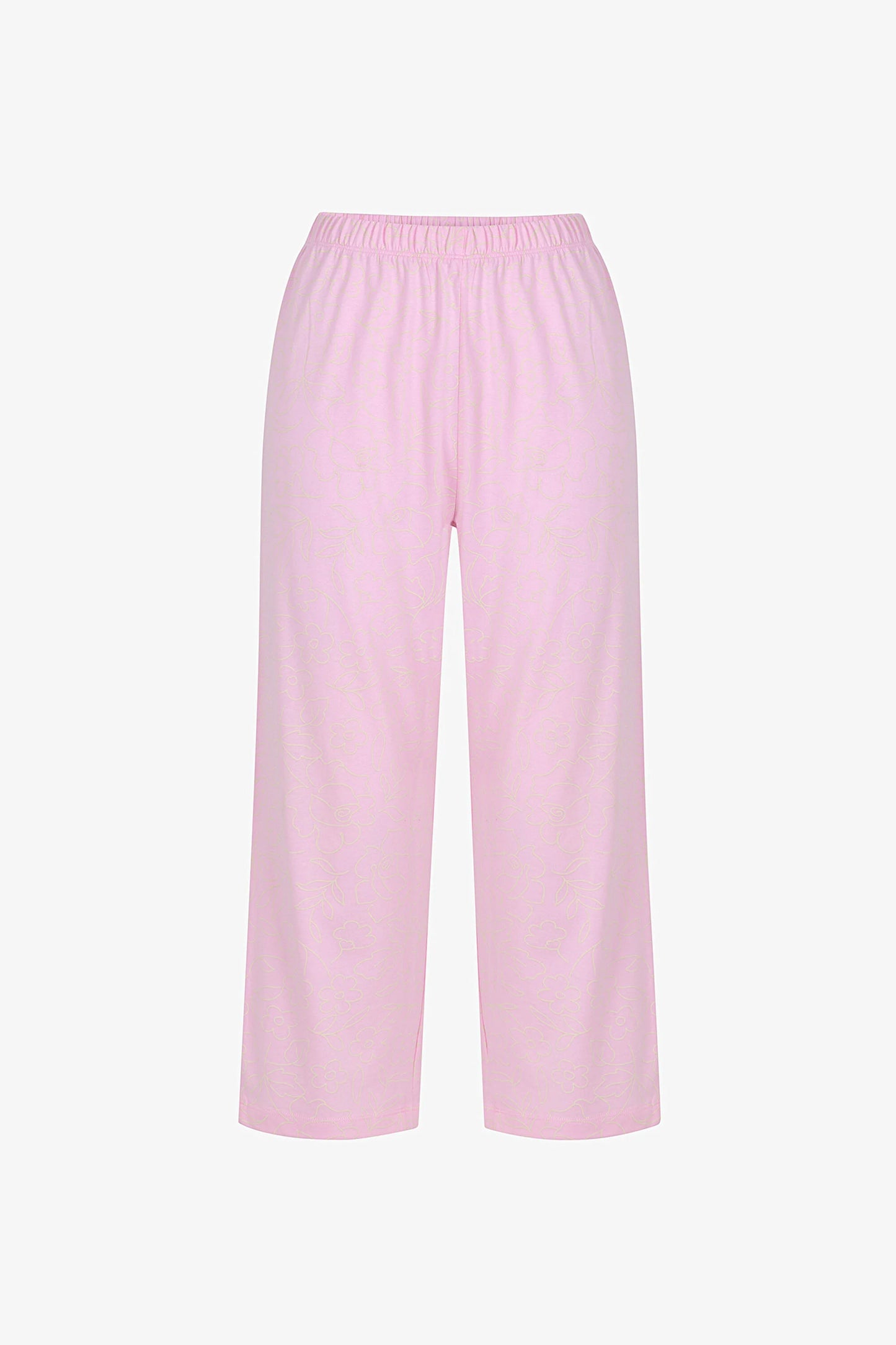 Pembe Roses Pamuklu Kapri Pijama Takımı