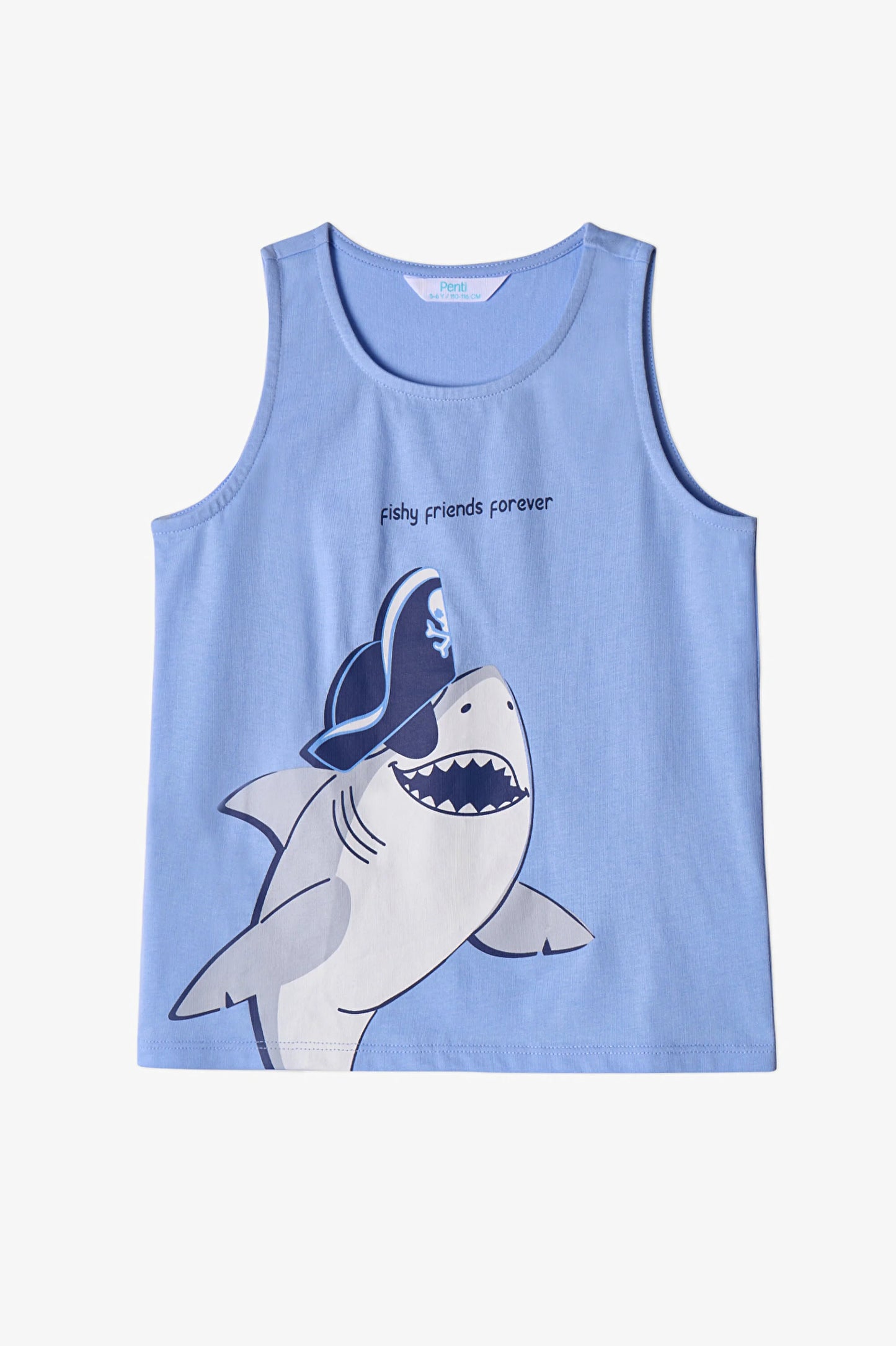 Mavi Erkek Çocuk Fishy Friends Pamuklu 2'li Pijama Takımı