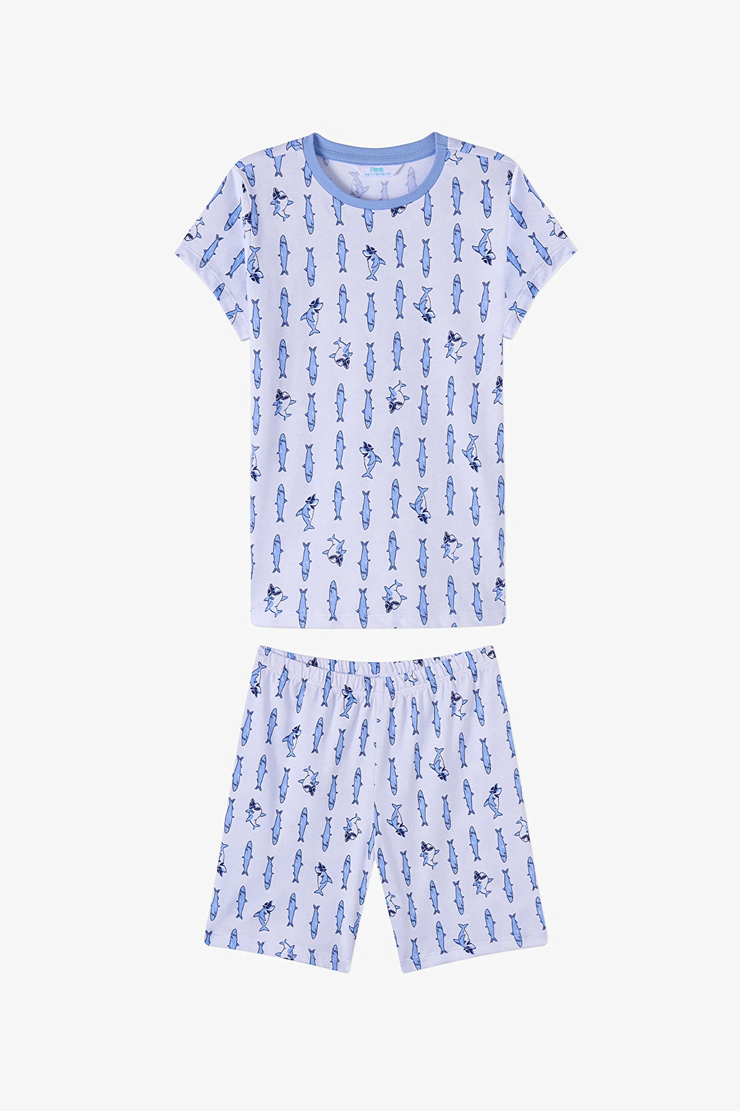 Mavi Erkek Çocuk Fishy Friends Pamuklu 2'li Pijama Takımı