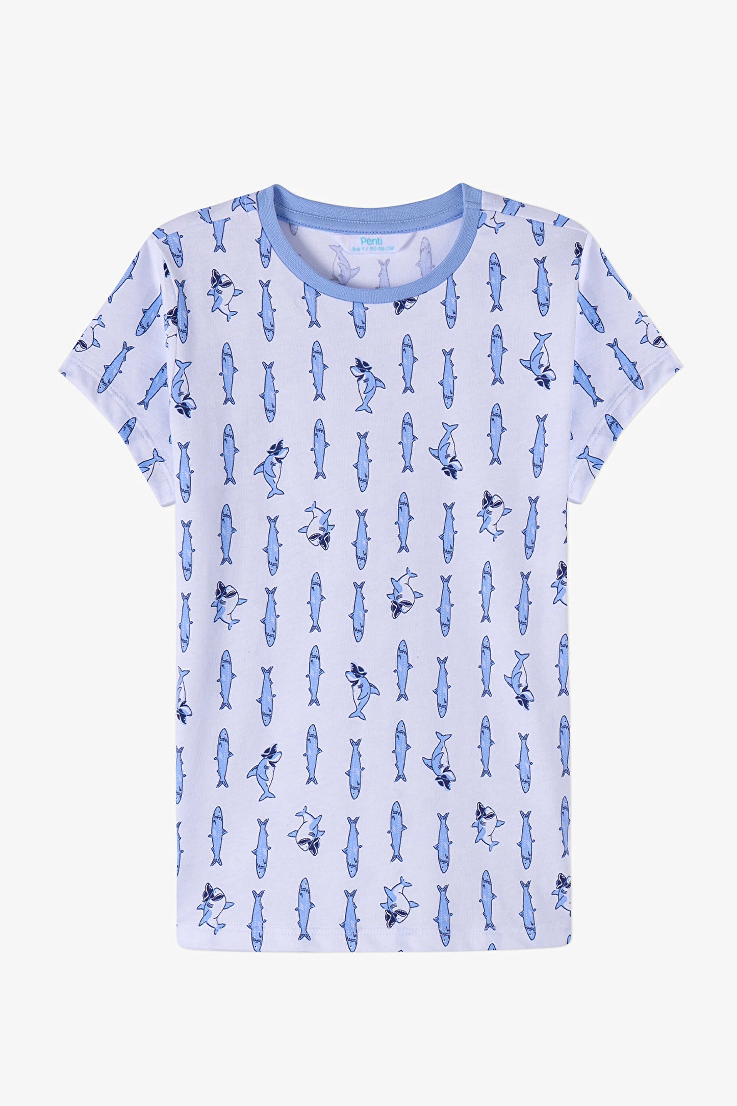 Mavi Erkek Çocuk Fishy Friends Pamuklu 2'li Pijama Takımı
