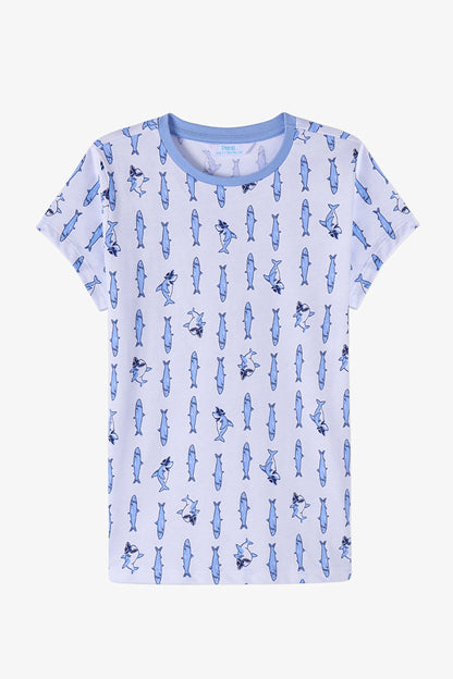 Mavi Erkek Çocuk Fishy Friends Pamuklu 2'li Pijama Takımı