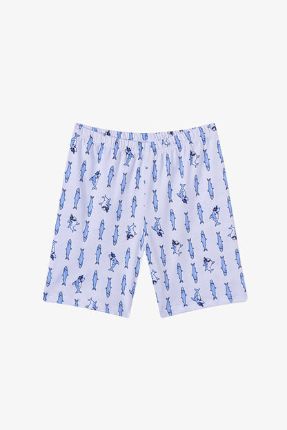 Mavi Erkek Çocuk Fishy Friends Pamuklu 2'li Pijama Takımı