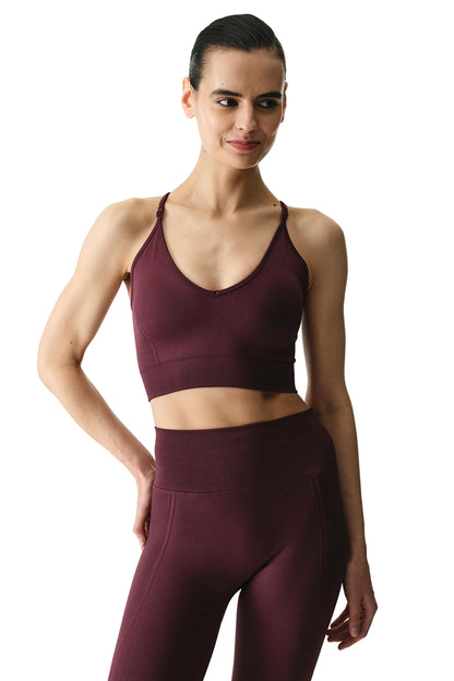 Bordo Seamless Dikişsiz Çıkarılabilir Pedli Askı Detaylı Spor Sütyeni