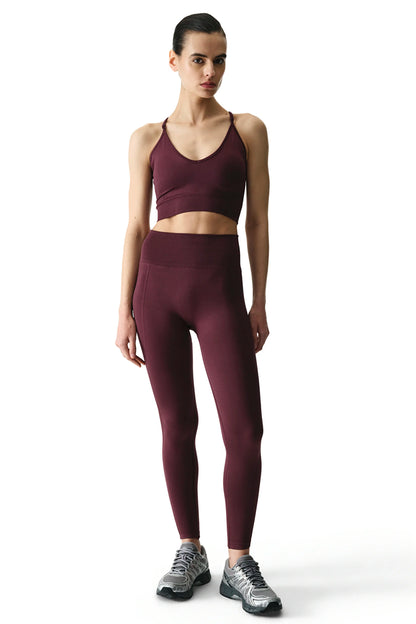Bordo Seamless Dikişsiz Çıkarılabilir Pedli Askı Detaylı Spor Sütyeni