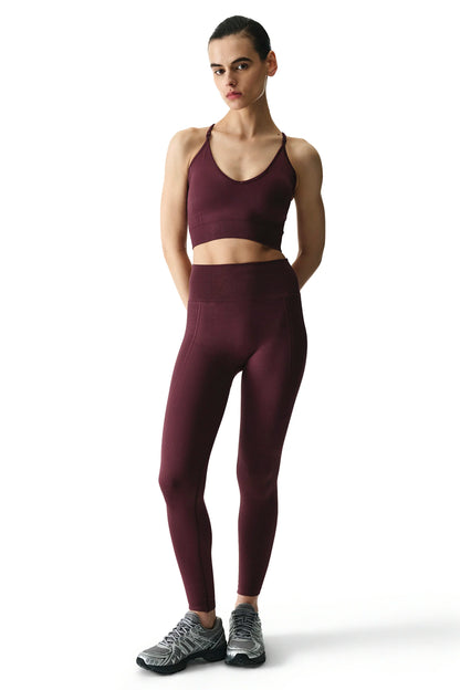 Bordo Seamless Dikişsiz Çıkarılabilir Pedli Askı Detaylı Spor Sütyeni
