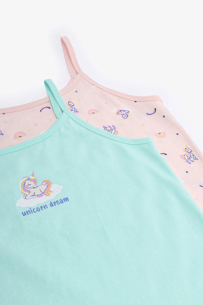 Mint Yeşili Kız Çocuk Unicorn Dream Pamuklu 2'li Atlet