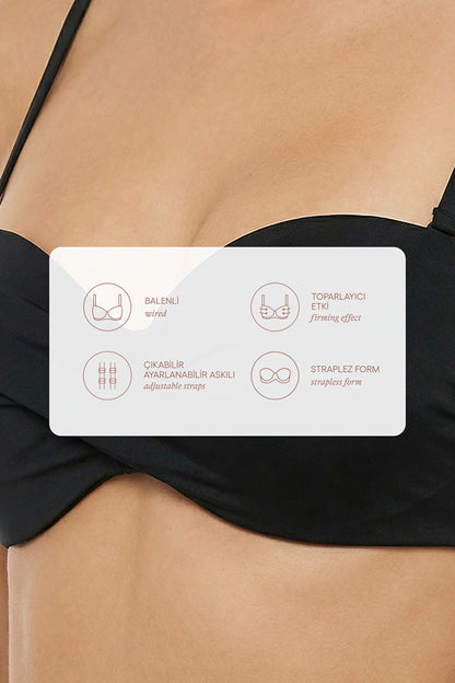 Siyah Straplez Cup Bikini Üstü