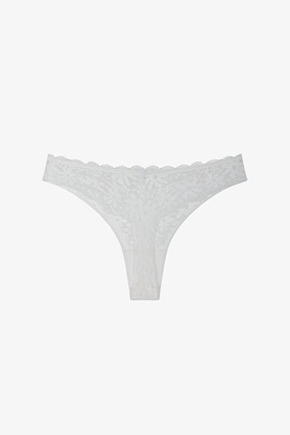 Kırık Beyaz Lace Dantel Tanga Külot