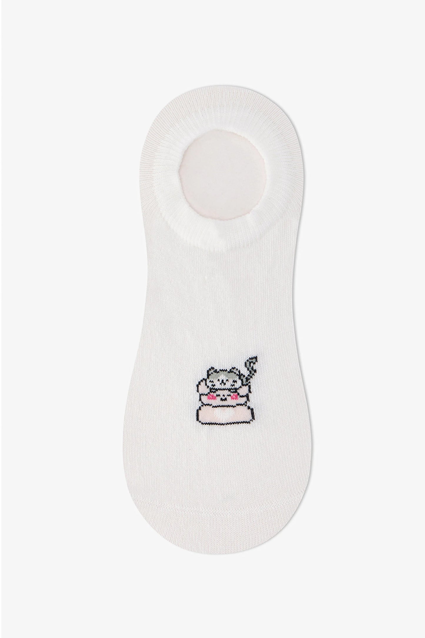 3 Çift Burun Dikişsiz Pamuklu Kedi Desenli Sneaker Çorap