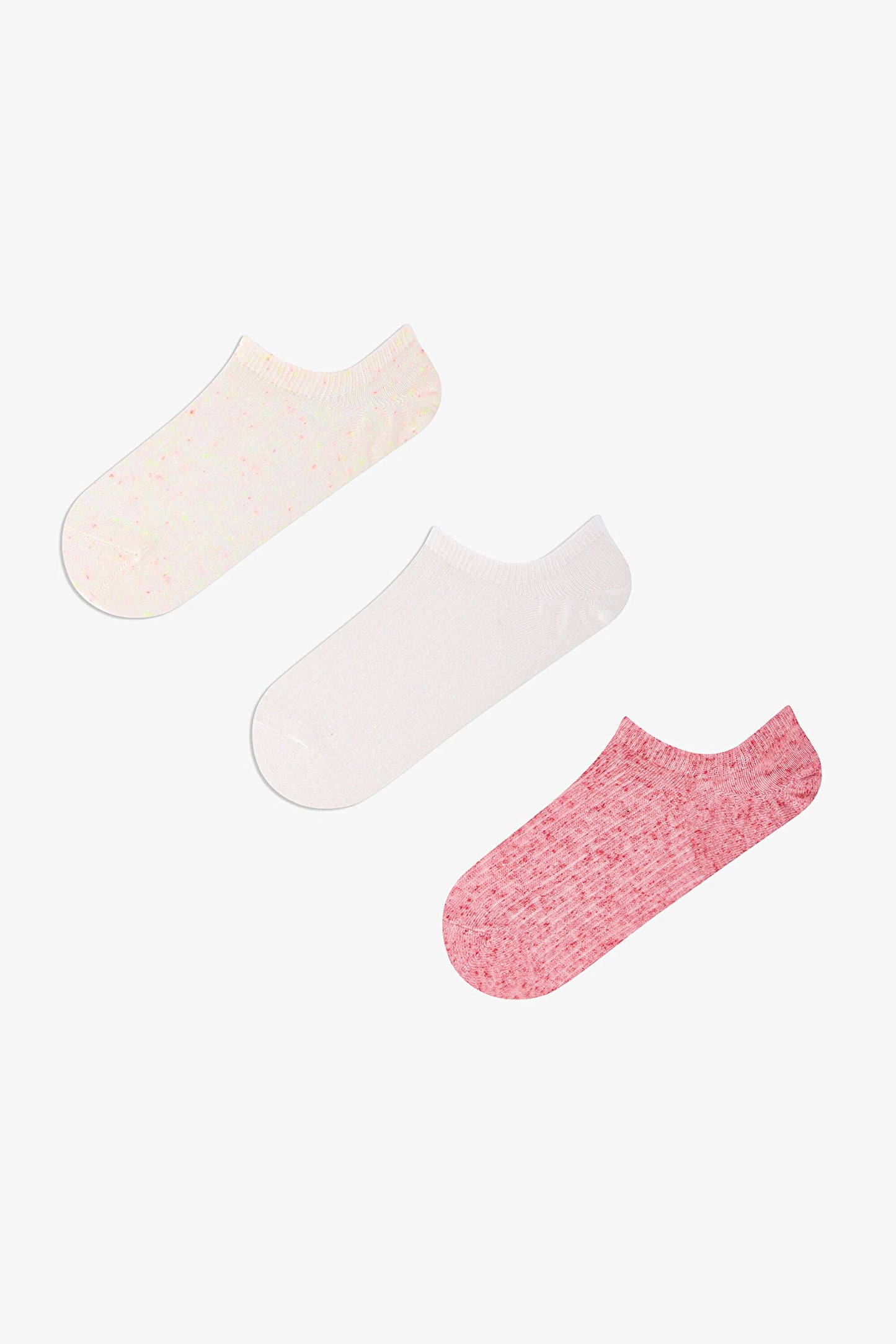 3 Çift Pamuklu Renkli Kendinden Desenli Sneaker Çorap