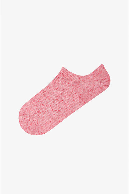 3 Çift Pamuklu Renkli Kendinden Desenli Sneaker Çorap