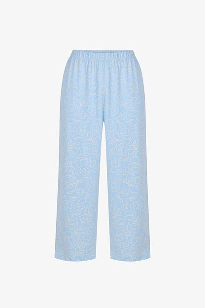 Açık Mavi Wonderful Pamuklu Kapri Pijama Takımı