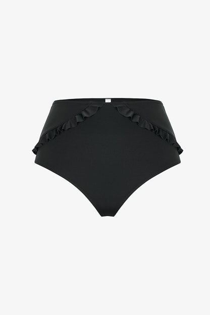 Siyah New High Ruffle Bikini Altı