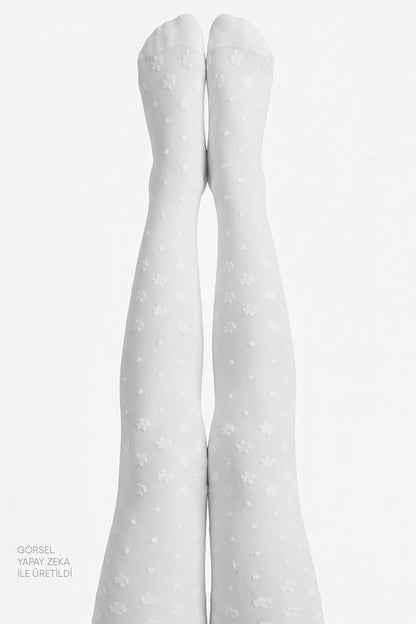 Pretty Dotted Daisy Külotlu Çorap