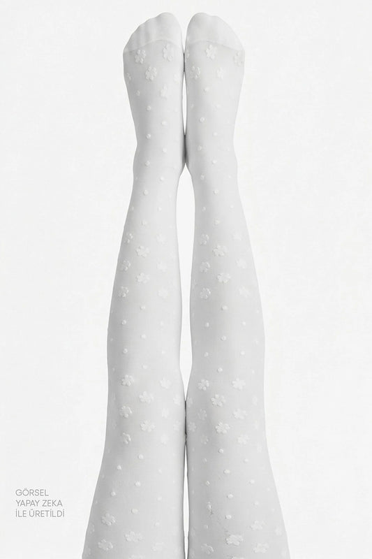 Pretty Dotted Daisy Külotlu Çorap