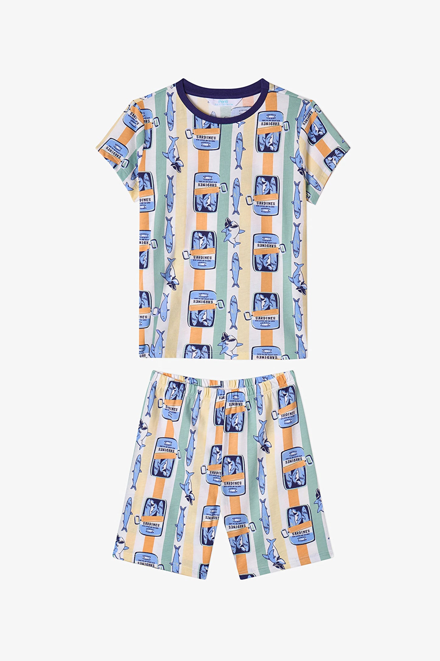 Açık Turuncu Erkek Çocuk Sharkines Pamuklu 2'li Pijama Takımı