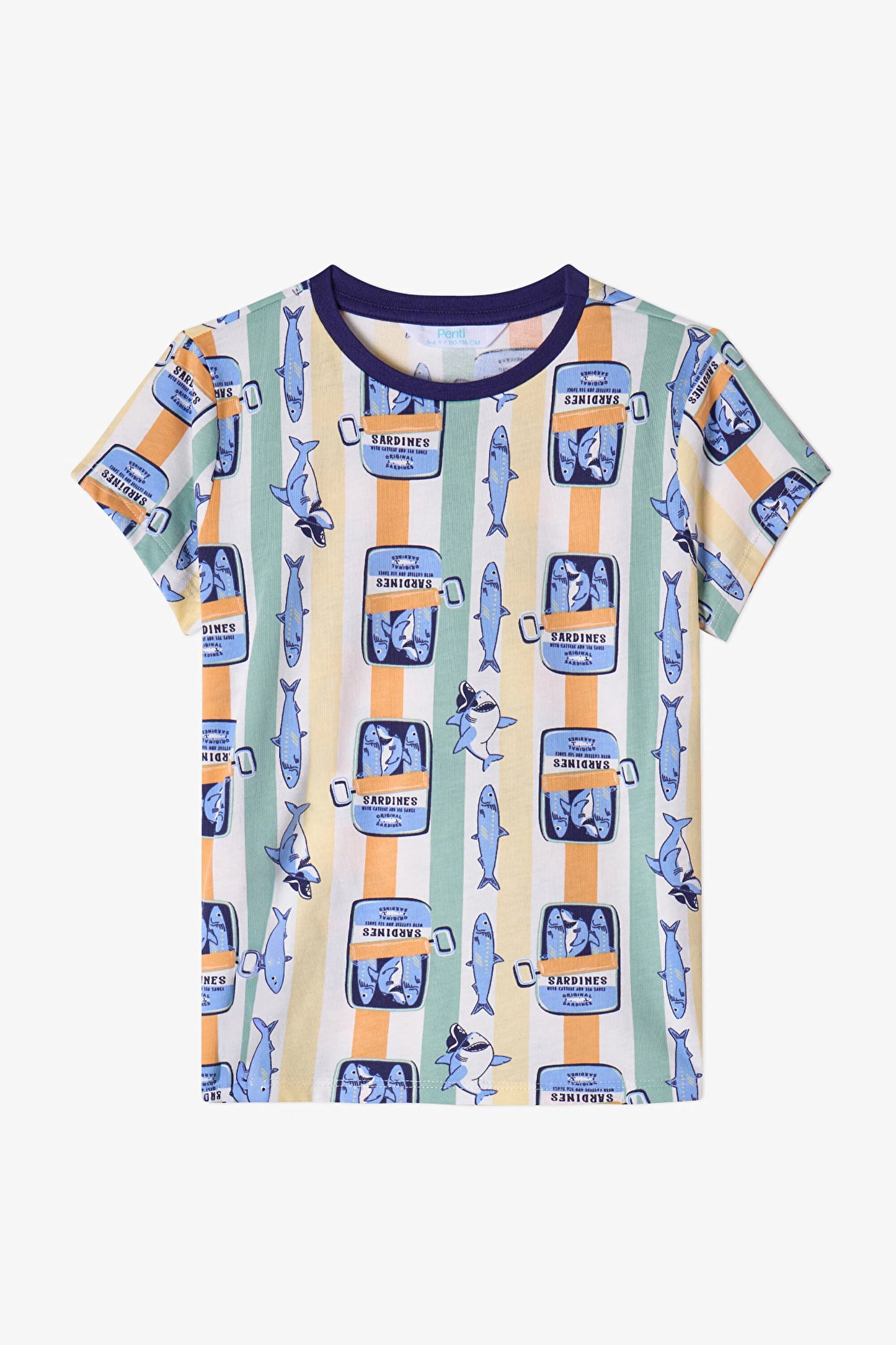 Açık Turuncu Erkek Çocuk Sharkines Pamuklu 2'li Pijama Takımı