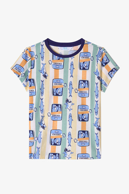 Açık Turuncu Erkek Çocuk Sharkines Pamuklu 2'li Pijama Takımı