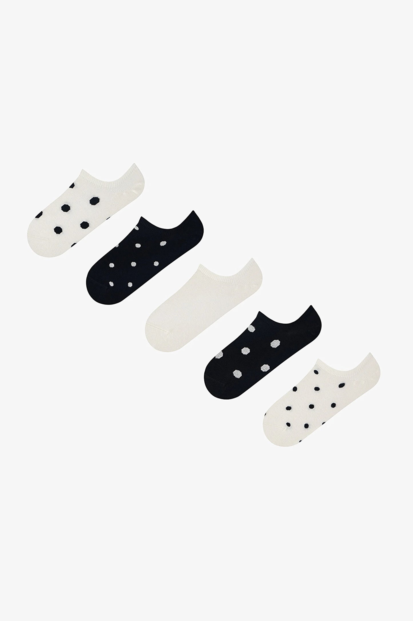 3 Çift Burun Dikişsiz Pamuklu Renkli Puantiye Desenli Sneaker Çorap