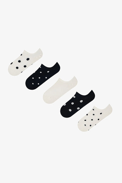 3 Çift Burun Dikişsiz Pamuklu Renkli Puantiye Desenli Sneaker Çorap