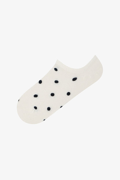 3 Çift Burun Dikişsiz Pamuklu Renkli Puantiye Desenli Sneaker Çorap