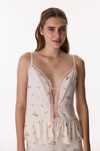Bej Margot Desenli Atlet Pijama Üstü