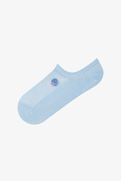 3 Çift Burun Dikişsiz Deniz Kabuğu Nakışlı Sneaker Çorap