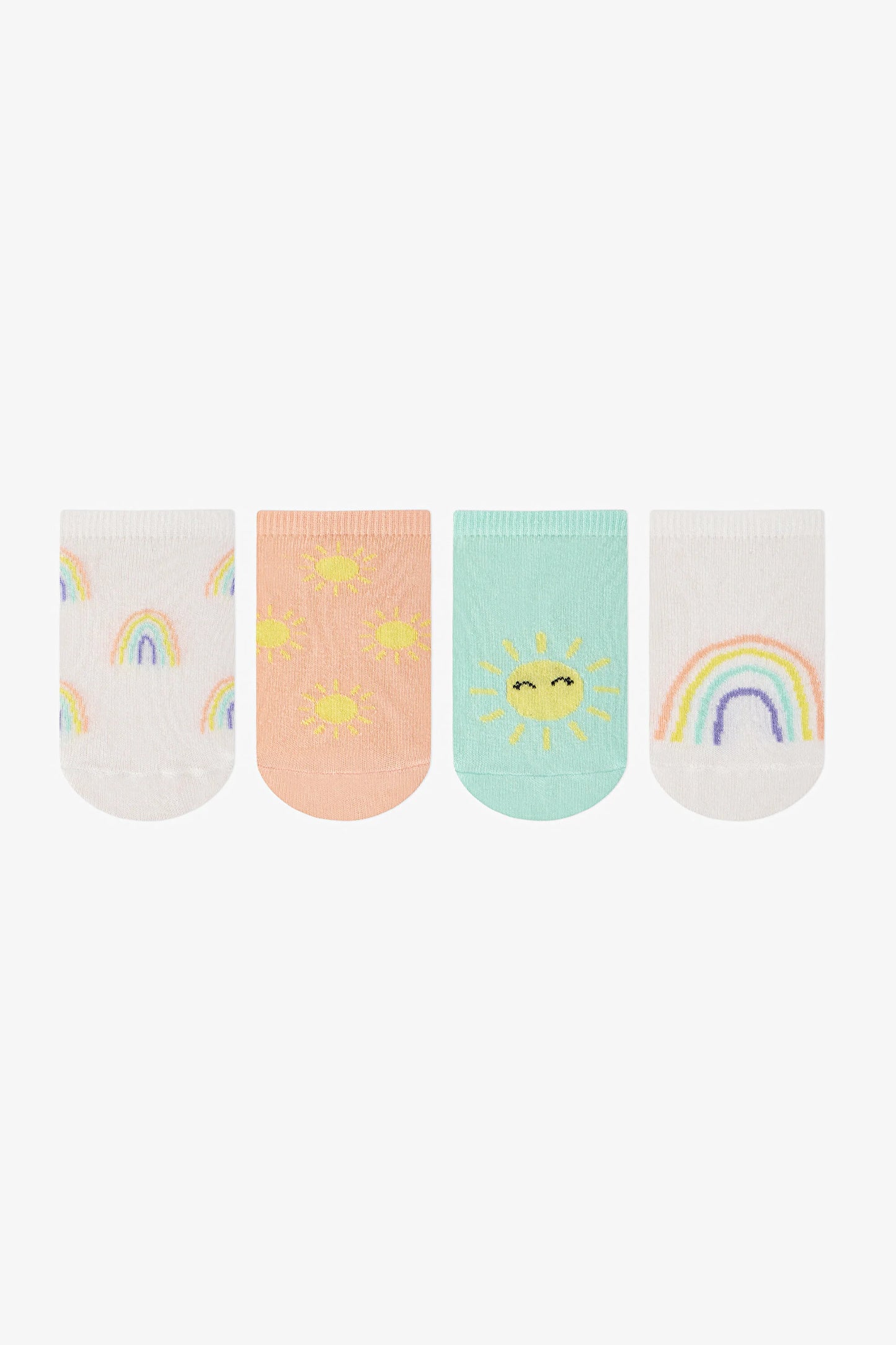 Renkli Kız Çocuk Sunny Rainbow 4 'lü Patik Çorap
