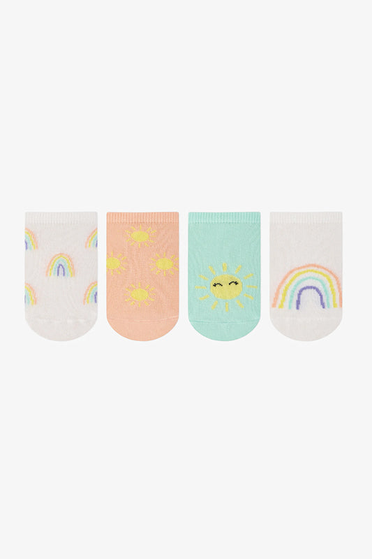 Renkli Kız Çocuk Sunny Rainbow 4 'lü Patik Çorap