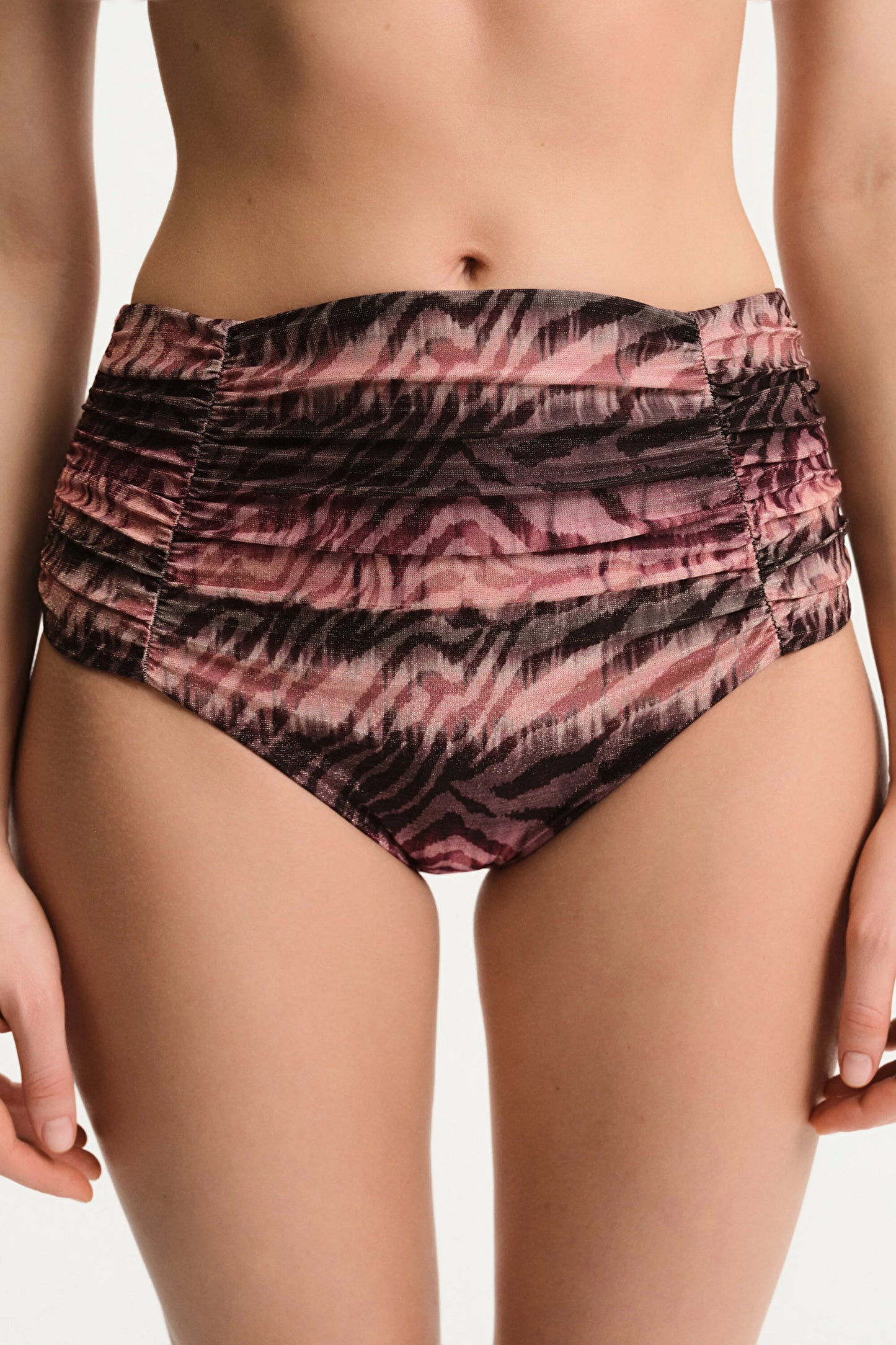 Renkli Cesira Pink Büzgülü Cover Bikini Altı