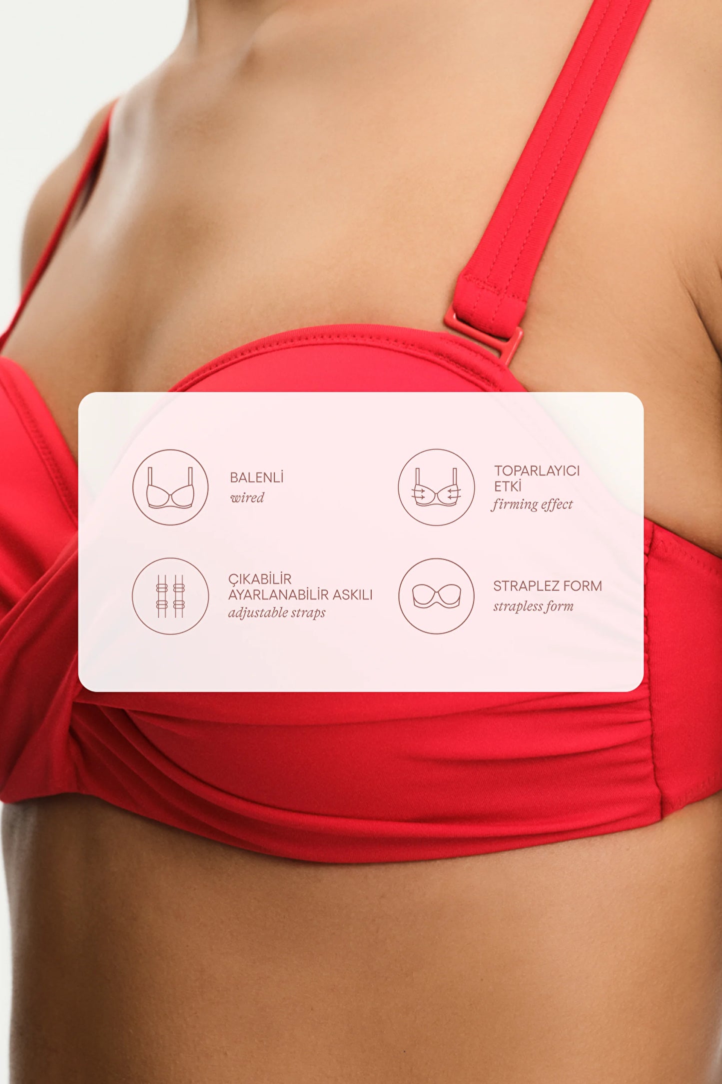 Kırmızı Beauty Toparlayıcı Bikini Üstü