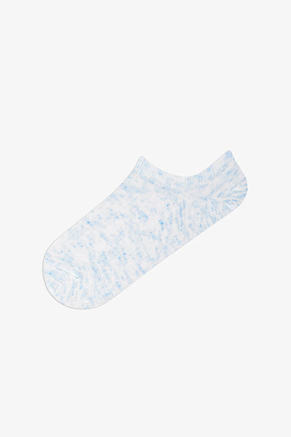 3 Çift Pamuklu Renkli Kendinden Desenli Sneaker Çorap
