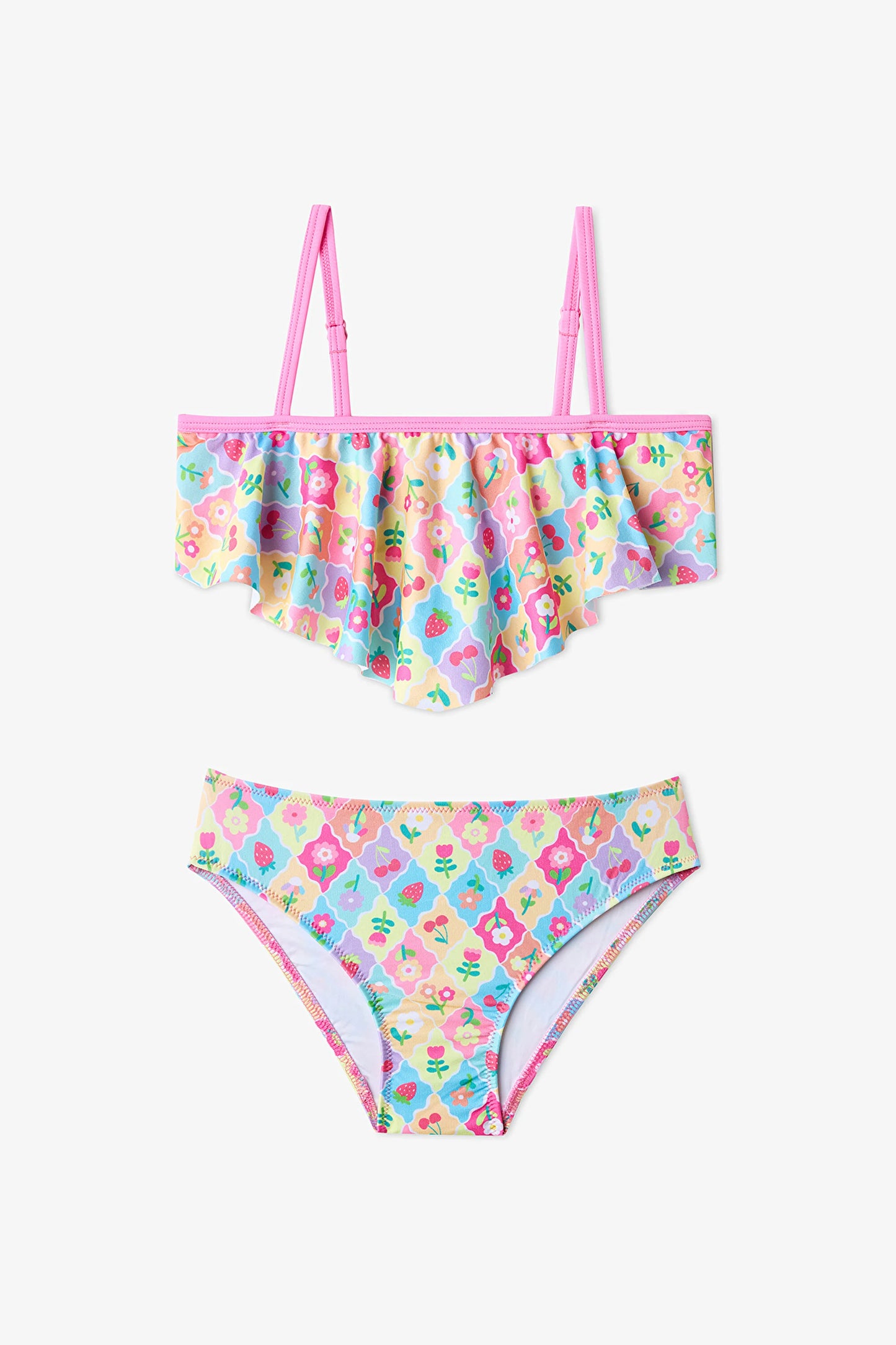 Renkli Kız Çocuk Cute Bandeau Bikini Takımı