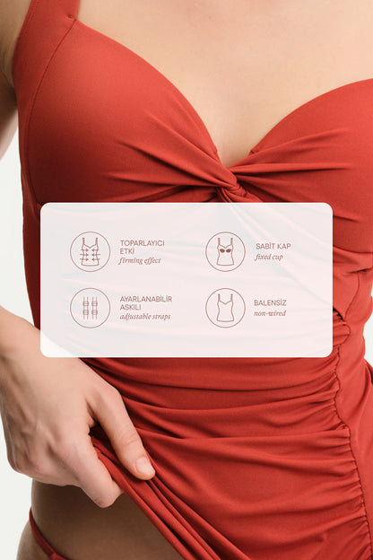 Tarçın Büzgülü Bikini Üstü