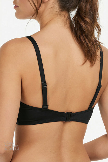 Siyah Lotus Straplez Bikini Üstü