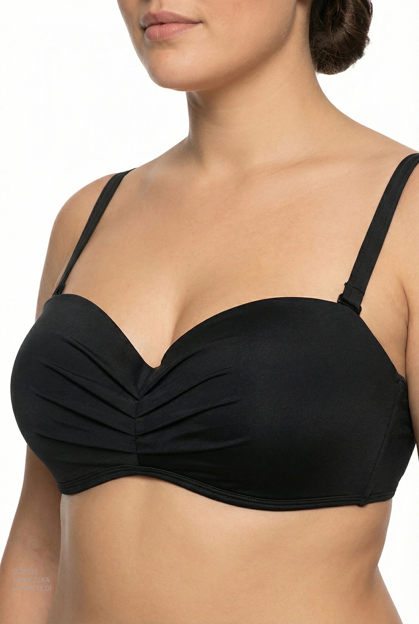 Siyah Lotus Straplez Bikini Üstü