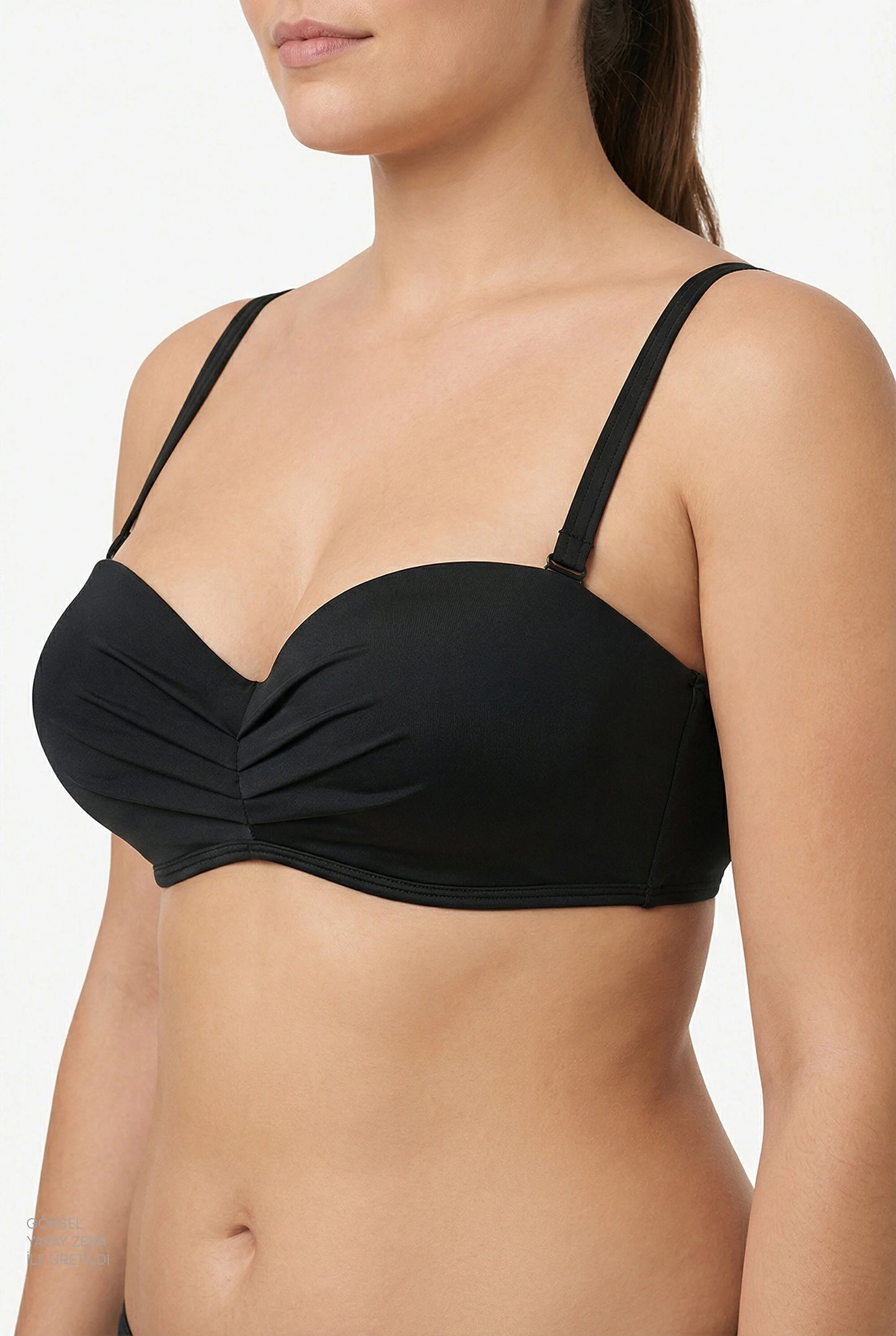 Siyah Lotus Straplez Bikini Üstü