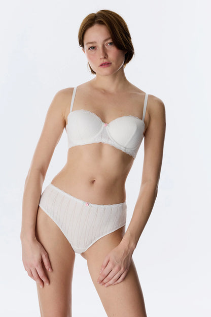 Kırık Beyaz Lace Dantel Cheeky Hipster Külot