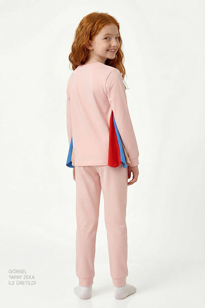 Açık Pembe Kız Çocuk Magician Girl Uzun Kollu Pamuklu Pijama Takımı