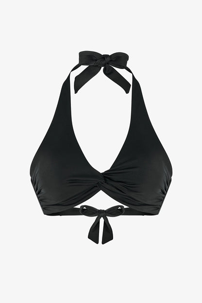 Siyah New Üçgen Twist Bikini Üstü