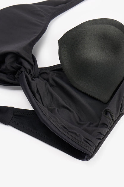 Siyah New Üçgen Twist Bikini Üstü