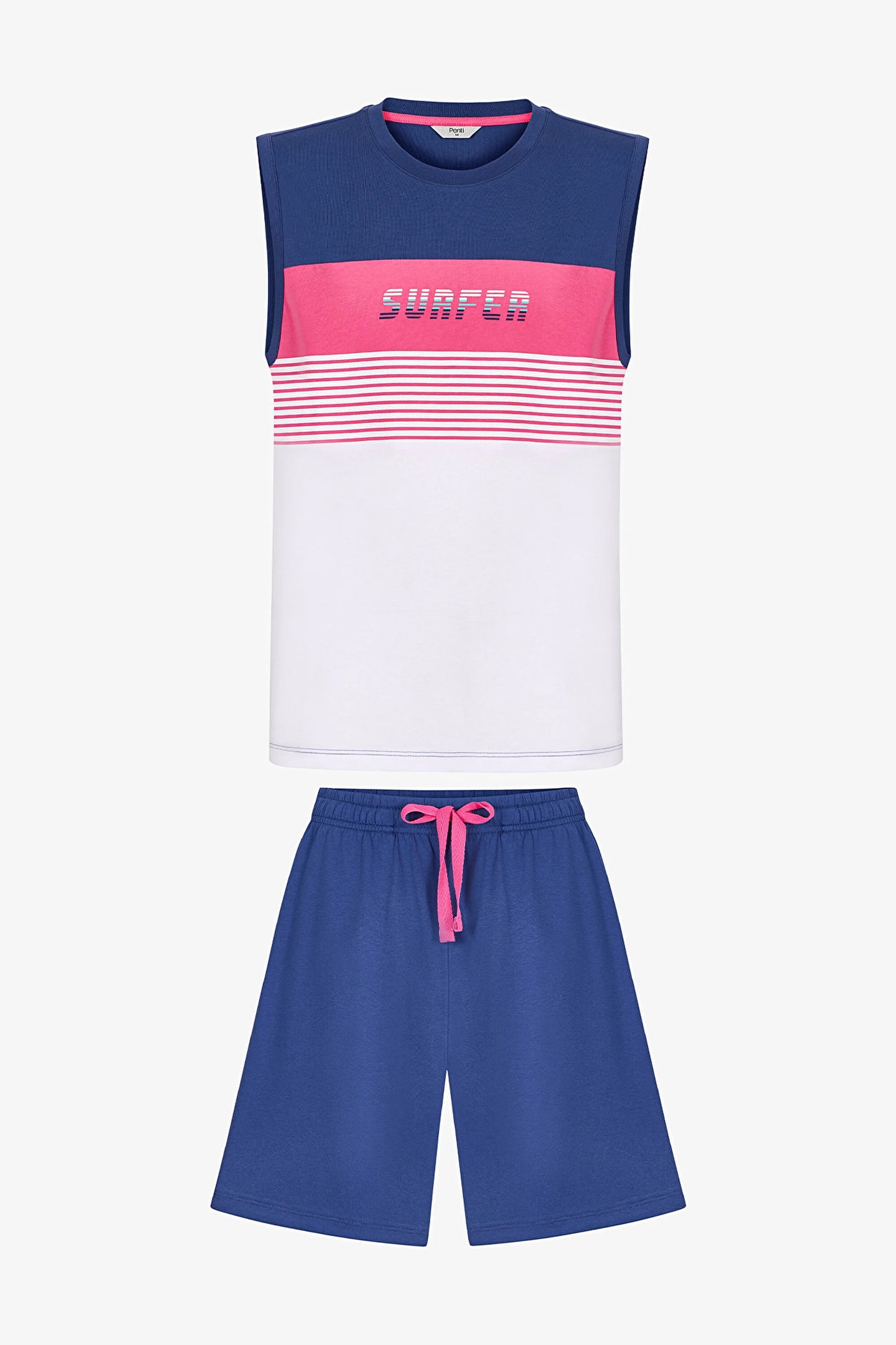 Erkek Renkli White Surf Pijama Takımı