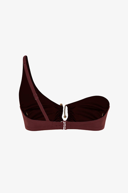 Kahverengi Jasmine Tek Omuz Bikini Üstü