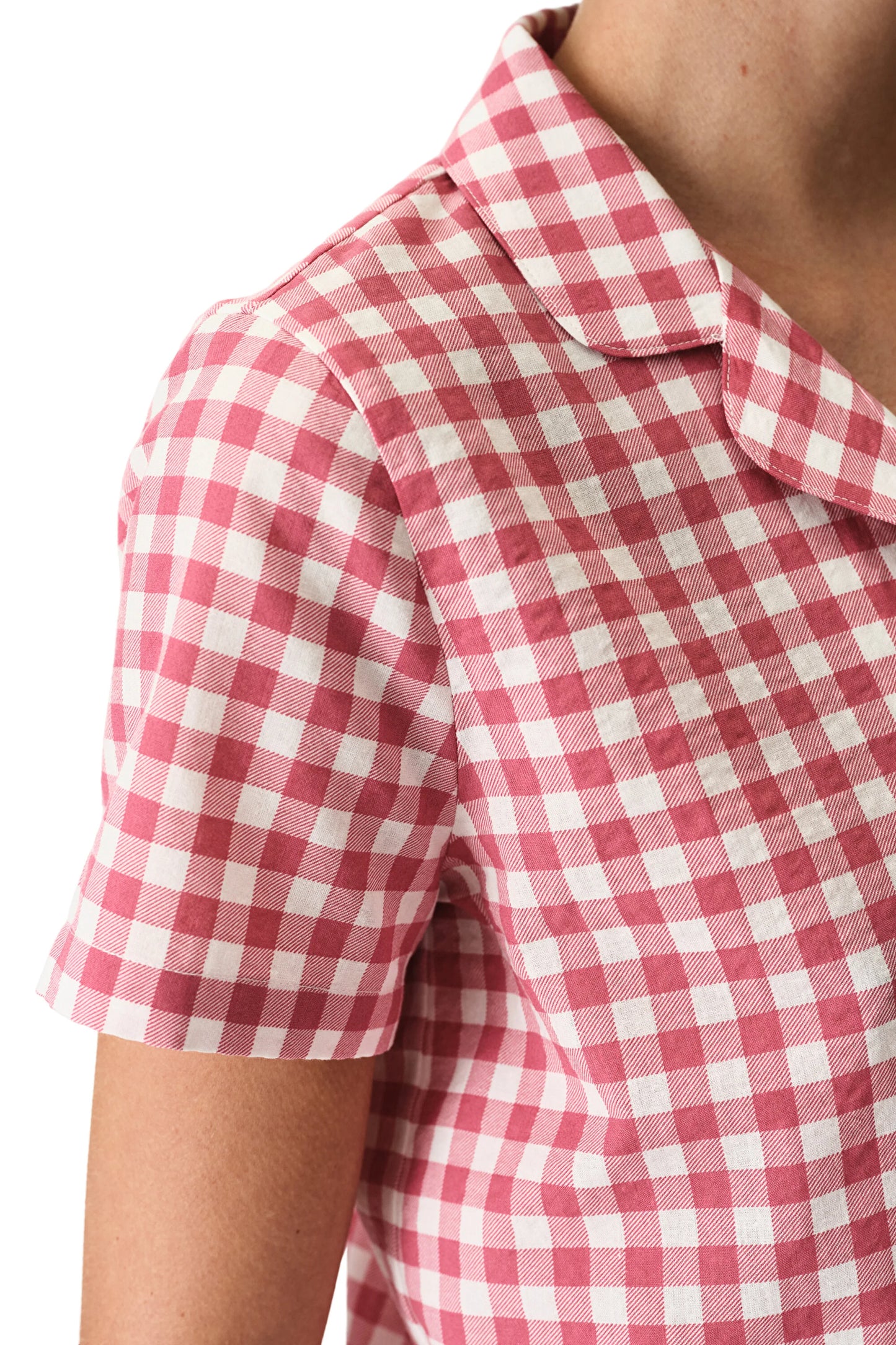 Gül Kurusu Pink Gingham Gömlek Şortlu Pijama Takımı