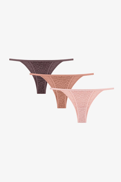 Renkli Natural Tones 3'lü Brazilian Külot