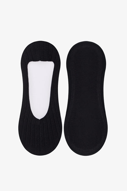 Siyah Beyaz Seamless Jacquard 2'li Babet Çorabı