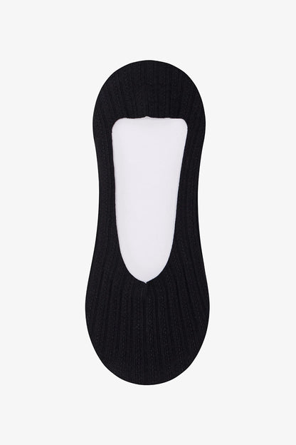 Siyah Beyaz Seamless Jacquard 2'li Babet Çorabı